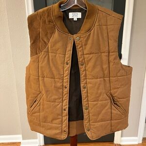 FRYE AND CO. Quilted Brown Vest Unisex Size L Corduroy Shoulder Snap Front